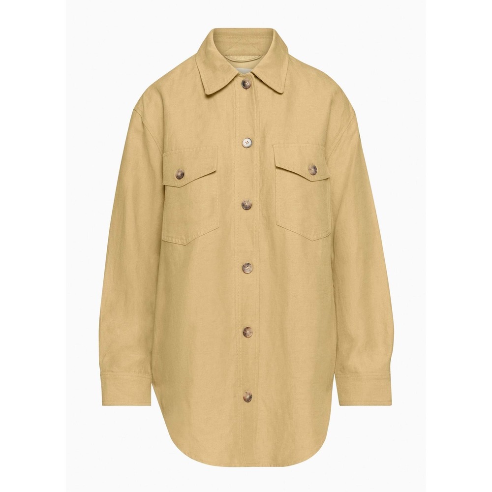 Aritzia Wilfred The Ganna Linen Shirt Jacket Sandy Beige XS Shacket - Picture 8 of 16